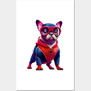 Super Frenchie: Red and Blue Hoodie Version 3 Posters and Art